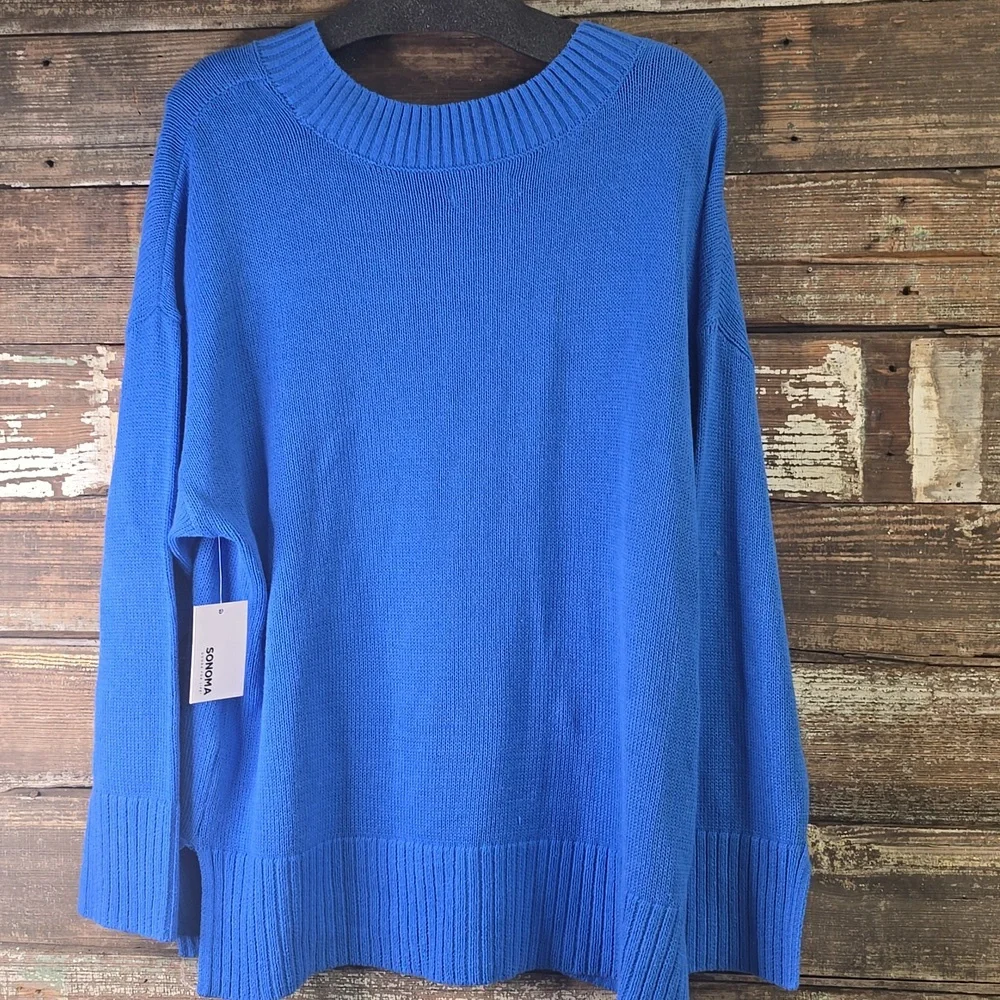 Sonoma Women's Sweater in Vibrant Blue, Plus Size 1X, NWT - Picture 2 of 5